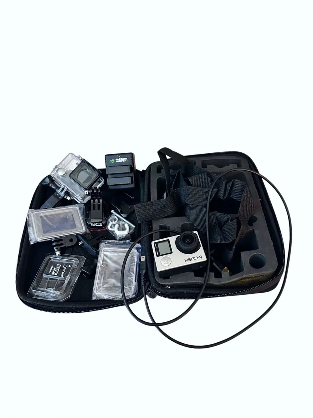 GoPro HERO4 Silver Bundle Tested Works 3 Batteries Charger Case SD Card